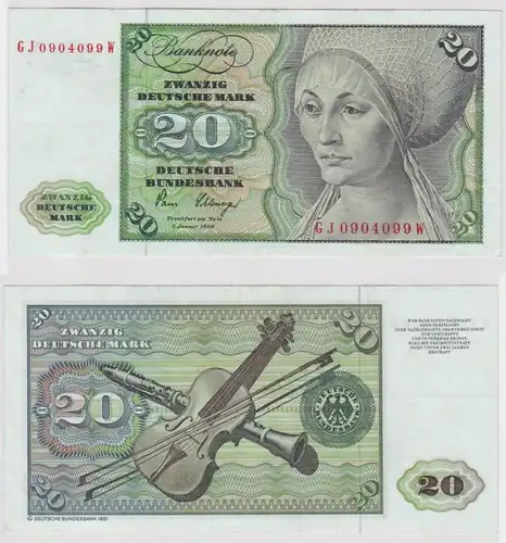 T147016 Banknote 20 DM Deutsche Mark Ro. 287a Schein 2.Jan. 1980 KN GJ 0904099 W
