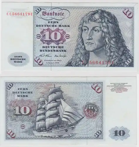 T147014 Banknote 10 DM Deutsche Mark Ro. 270a Schein 2.Jan. 1970 KN CC  U