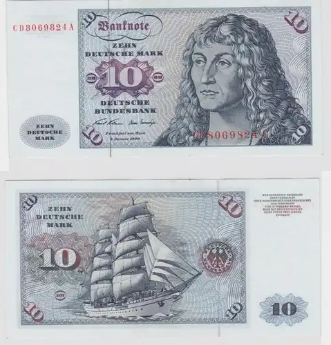 T147009 Banknote 10 DM Deutsche Mark Ro. 270a Schein 2.Jan. 1970 KN CD 8069824 A