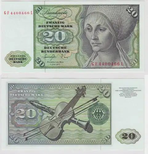 T147004 Banknote 20 DM Deutsche Mark Ro. 276a Schein 1.Juni 1977 KN GF 4400466 L