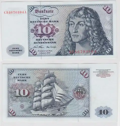 T146968 Banknote 10 DM Deutsche Mark Ro. 270a Schein 2.Jan. 1970 KN CD  A