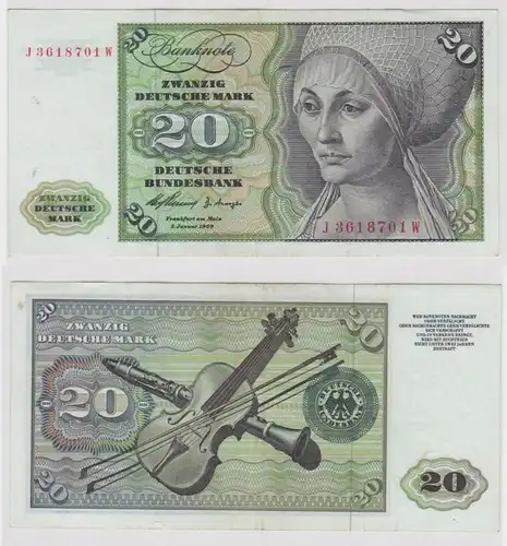 T146966 Banknote 20 DM Deutsche Mark Ro. 264c Schein 2.Jan. 1960 KN J 3618701 W