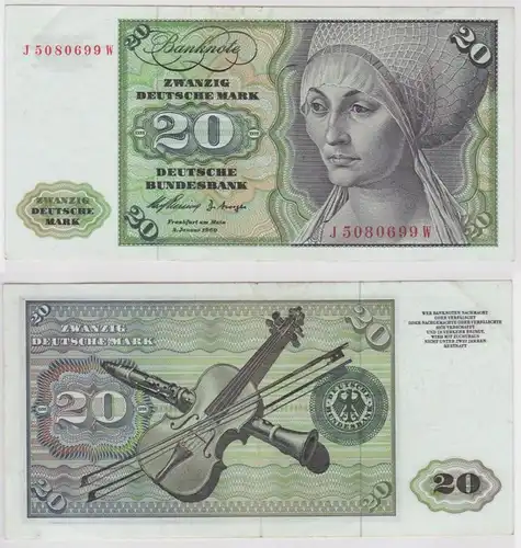 T146964 Banknote 20 DM Deutsche Mark Ro. 264c Schein 2.Jan. 1960 KN J 5080699 W