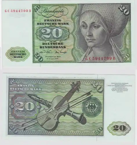 T146962 Banknote 20 DM Deutsche Mark Ro. 271a Schein 2.Jan. 1970 KN GC 5944799 B