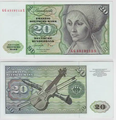 T146961 Banknote 20 DM Deutsche Mark Ro. 276a Schein 1.Juni 1977 KN GG 4319112 X