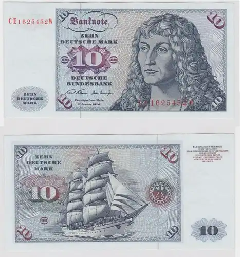 T146960 Banknote 10 DM Deutsche Mark Ro. 270b Schein 2.Jan. 1970 KN CE 1625452 W