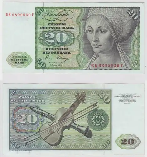 T146956 Banknote 20 DM Deutsche Mark Ro. 287a Schein 2.Jan. 1980 KN GK 6809839 F