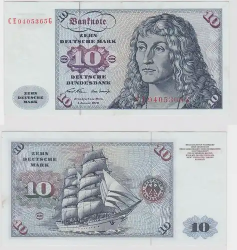 T146952 Banknote 10 DM Deutsche Mark Ro. 270b Schein 2.Jan. 1970 KN CE 9405365 G