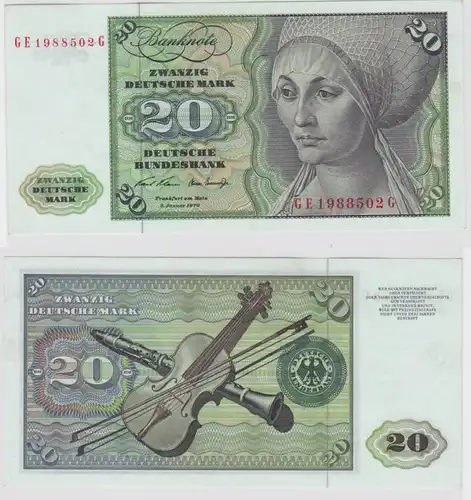 T146948 Banknote 20 DM Deutsche Mark Ro. 271b Schein 2.Jan. 1970 KN GE 1988502 G