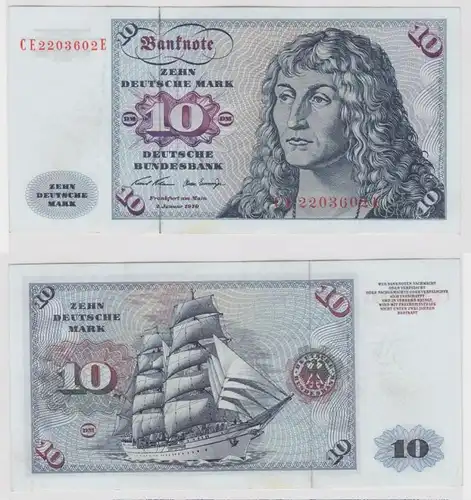 T146946 Banknote 10 DM Deutsche Mark Ro. 270b Schein 2.Jan. 1970 KN CE 2203602 E