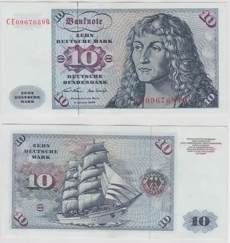 T146943 Banknote 10 DM Deutsche Mark Ro. 270b Schein 2.Jan. 1970 KN CE 0967689 Q