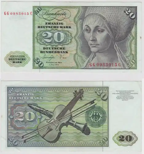 T146942 Banknote 20 DM Deutsche Mark Ro. 276a Schein 1.Juni 1977 KN GG 0983015 C