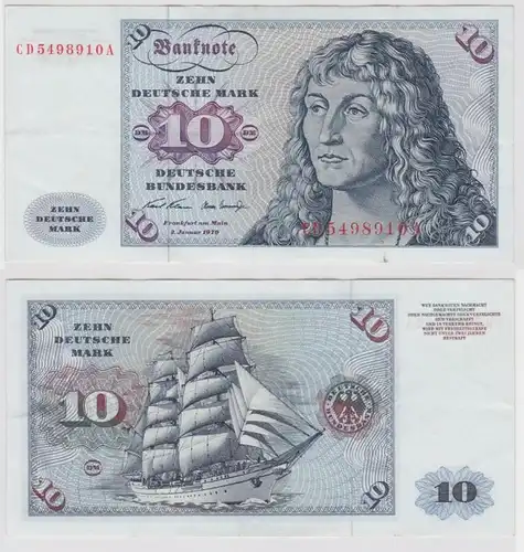 T146934 Banknote 10 DM Deutsche Mark Ro. 270a Schein 2.Jan. 1970 KN CD 5498910 A