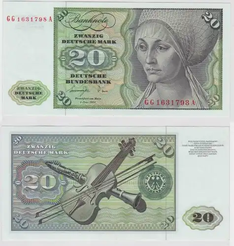 T146929 Banknote 20 DM Deutsche Mark Ro. 276a Schein 1.Juni 1977 KN GG 1631798 A