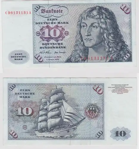 T146928 Banknote 10 DM Deutsche Mark Ro. 270a Schein 2.Jan. 1970 KN CD 6131181 A