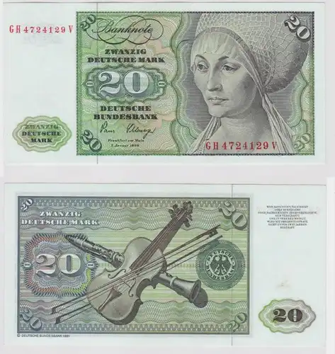 T146923 Banknote 20 DM Deutsche Mark Ro. 287a Schein 2.Jan. 1980 KN GH 4724129 V
