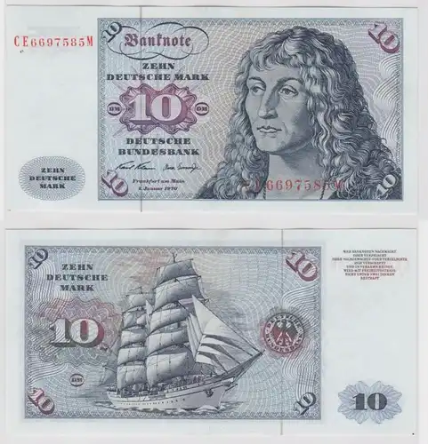 T146920 Banknote 10 DM Deutsche Mark Ro. 270b Schein 2.Jan. 1970 KN CE 6697585 M