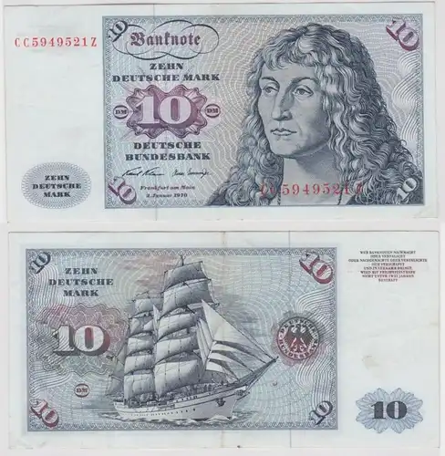 T146916 Banknote 10 DM Deutsche Mark Ro. 270a Schein 2.Jan. 1970 KN CC 5949521 Z