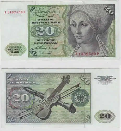 T146908 Banknote 20 DM Deutsche Mark Ro. 264c Schein 2.Jan. 1960 KN J 1482550 P