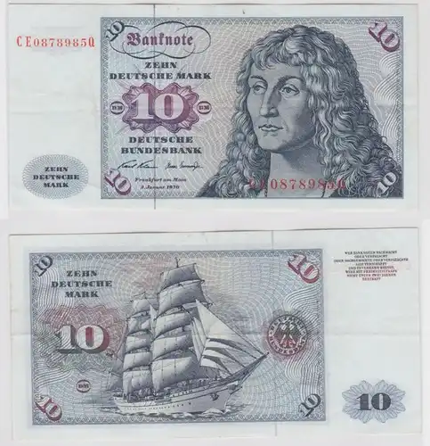 T146907 Banknote 10 DM Deutsche Mark Ro. 270b Schein 2.Jan. 1970 KN CE 0878985 Q