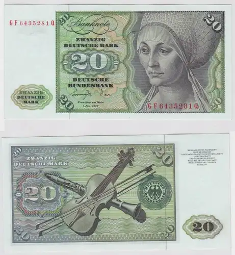 T146906 Banknote 20 DM Deutsche Mark Ro. 276a Schein 1.Juni 1977 KN GF 6435281 Q