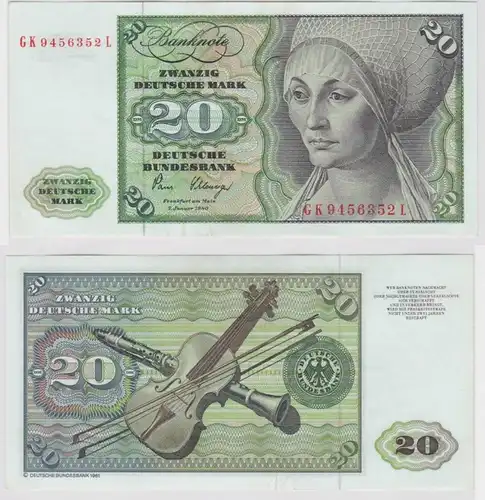 T146898 Banknote 20 DM Deutsche Mark Ro. 287a Schein 2.Jan. 1980 KN GK 9456352 L