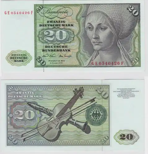T146895 Banknote 20 DM Deutsche Mark Ro. 271b Schein 2.Jan. 1970 KN GE 0540426 F