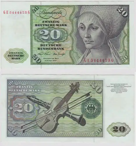 T146892 Banknote 20 DM Deutsche Mark Ro. 271b Schein 2.Jan. 1970 KN GE 5444473 G