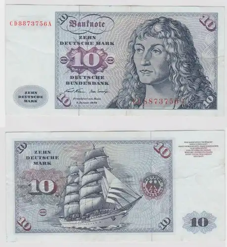 T146881 Banknote 10 DM Deutsche Mark Ro. 270a Schein 2.Jan. 1970 KN CD 8873756 A