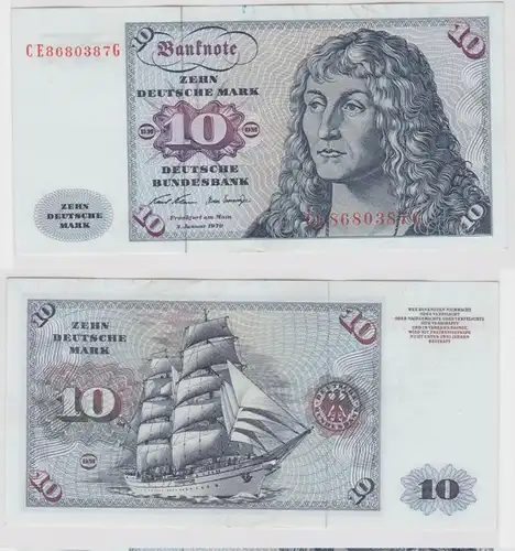 T146877 Banknote 10 DM Deutsche Mark Ro. 270b Schein 2.Jan. 1970 KN CE 8680387 G