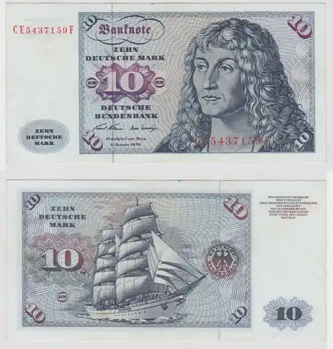 T146875 Banknote 10 DM Deutsche Mark Ro. 270b Schein 2.Jan. 1970 KN CE 5437159 F