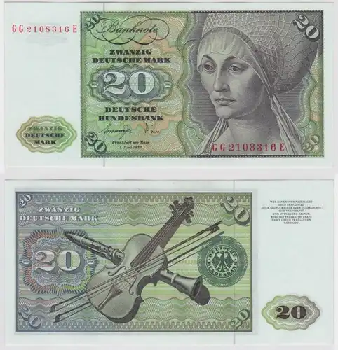 T146871 Banknote 20 DM Deutsche Mark Ro. 276a Schein 1.Juni 1977 KN GG 2108316 E