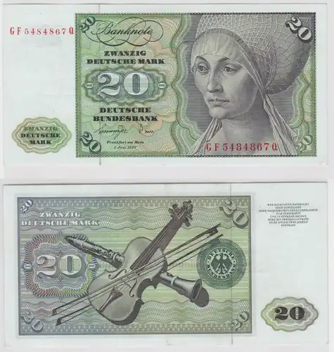 T146866 Banknote 20 DM Deutsche Mark Ro. 276a Schein 1.Juni 1977 KN GF 5484867 Q