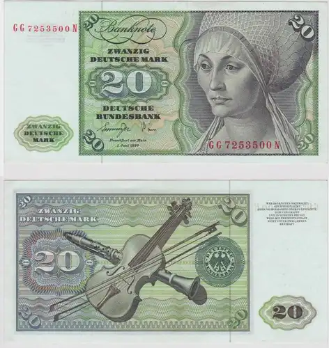 T146865 Banknote 20 DM Deutsche Mark Ro. 276a Schein 1.Juni 1977 KN GG 7253500 N