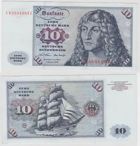 T146863 Banknote 10 DM Deutsche Mark Ro. 270a Schein 2.Jan. 1970 KN CB 5834803 J