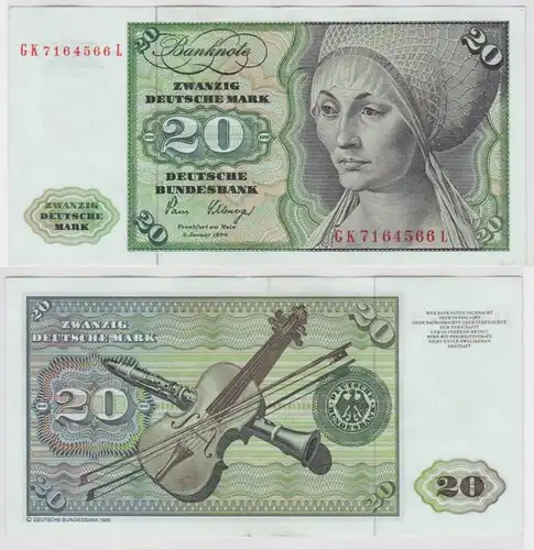 T146862 Banknote 20 DM Deutsche Mark Ro. 287a Schein 2.Jan. 1980 KN GK 7164566 L