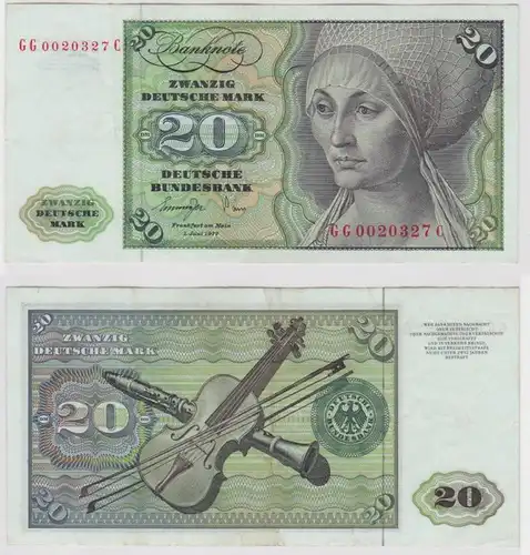 T146855 Banknote 20 DM Deutsche Mark Ro. 276a Schein 1.Juni 1977 KN GG 0020327 C