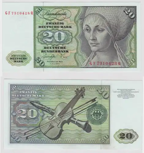 T146854 Banknote 20 DM Deutsche Mark Ro. 276a Schein 1.Juni 1977 KN GF 7310428 Q