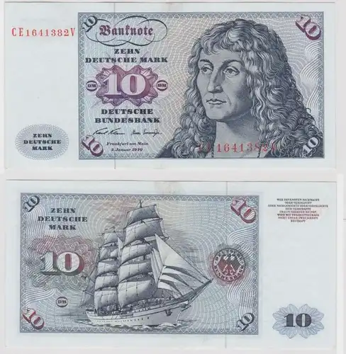 T146852 Billet 10 DM Mark allemand Ro. 270b Blau 2.jan. 1970 NC CE 1641382 V