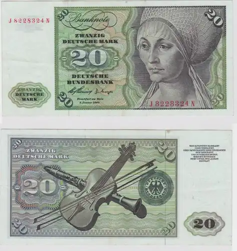 T146851 Banknote 20 DM Deutsche Mark Ro. 264c Schein 2.Jan. 1960 KN J 8228324 N