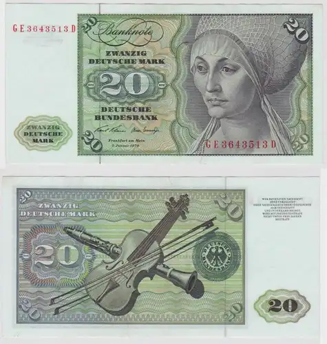 T146848 Banknote 20 DM Deutsche Mark Ro. 271b Schein 2.Jan. 1970 KN GE 3643513 D