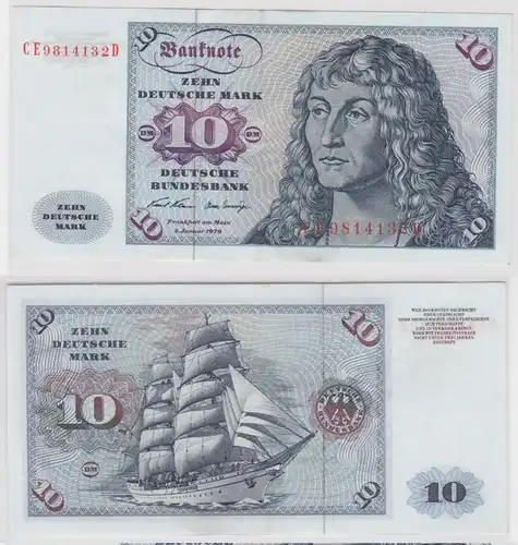 T146847 Banknote 10 DM Deutsche Mark Ro. 270b Schein 2.Jan. 1970 KN CE 9814132 D