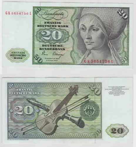 T146841 Banknote 20 DM Deutsche Mark Ro. 287a Schein 2.Jan. 1980 KN GK 5654756 L
