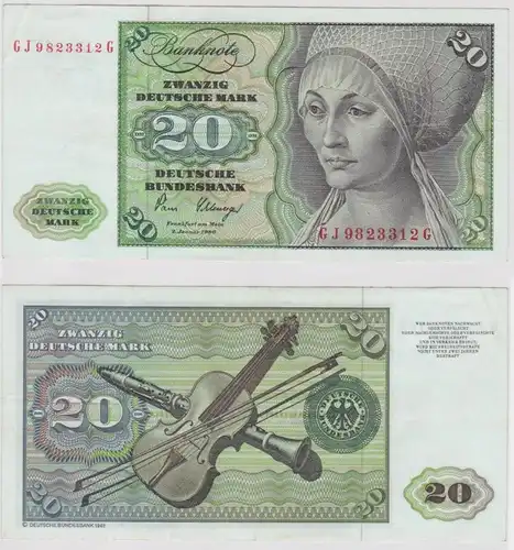 T146833 Banknote 20 DM Deutsche Mark Ro. 287a Schein 2.Jan. 1980 KN GJ 9823312 G