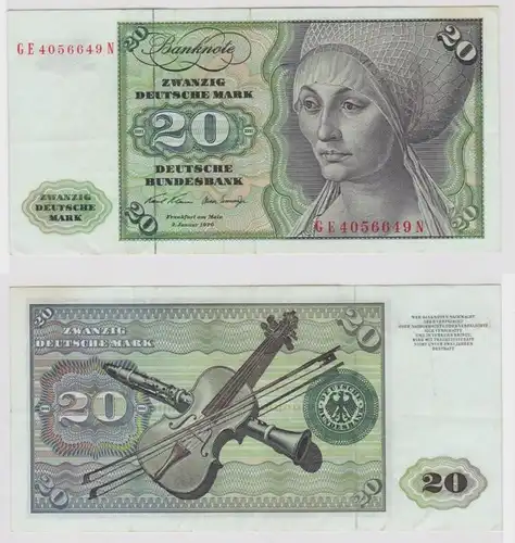 T146815 Banknote 20 DM Deutsche Mark Ro. 271b Schein 2.Jan. 1970 KN GE 4056649 N