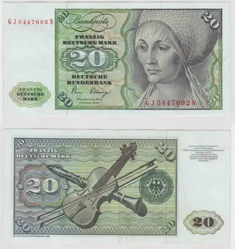 T146814 Banknote 20 DM Deutsche Mark Ro. 287a Schein 2.Jan. 1980 KN GJ 5447092 N