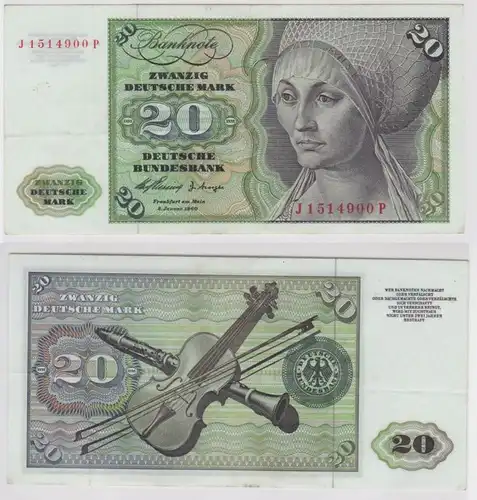 T146811 Banknote 20 DM Deutsche Mark Ro. 264c Schein 2.Jan. 1960 KN J 1514900 P