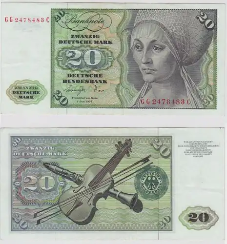T146809 Banknote 20 DM Deutsche Mark Ro. 276a Schein 1.Juni 1977 KN GG 2478483 C