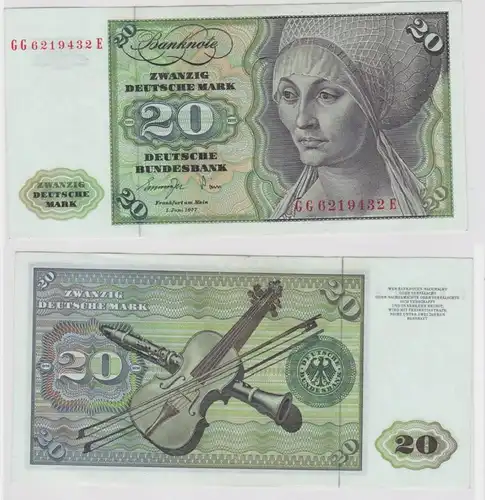 T146805 Banknote 20 DM Deutsche Mark Ro. 276a Schein 1.Juni 1977 KN GG 6219432 E