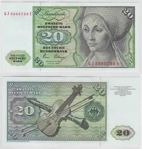 T146804 Banknote 20 DM Deutsche Mark Ro. 287a Schein 2.Jan. 1980 KN GJ 3808738 E